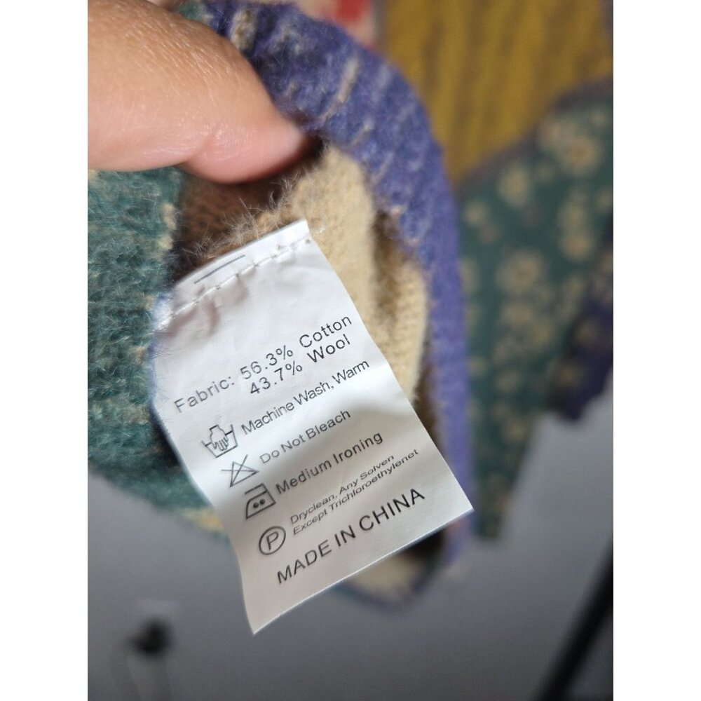 Togputel Crew Neck Patchwork Pattern Cotton / Woo… - image 4